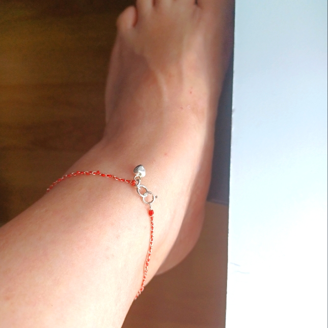 Solid 925 Sterling Silver With Lucky Red Jewelry Threads Ankle Bracelet